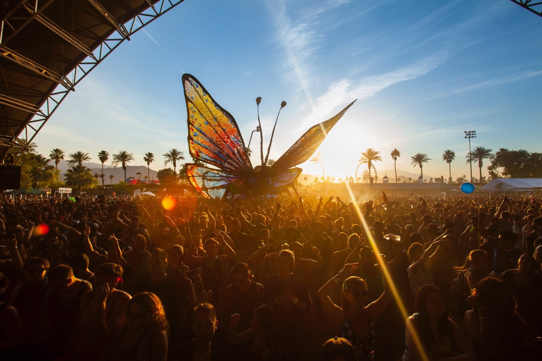 Poetic Kinetics' Coachella Butterfly in the crowd at Coachella 2015.